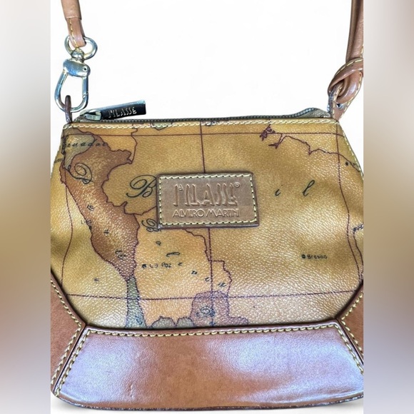 Alviero Martini Small Brown Map Shoulder Bag - Picture 3 of 7